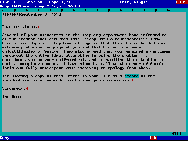 Symphony version 3.0's spreadsheet