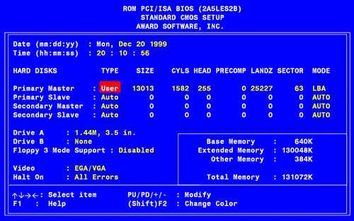 An early 90s Award BIOS