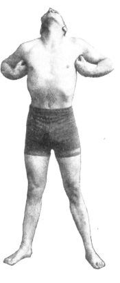 FIG. 15.&mdash;"CURL" POSITION. EXCELLENT DEMONSTRATION EXCEPT
THAT THE ELBOWS SHOULD BE THROWN BACK