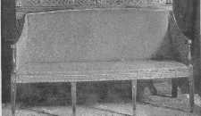 It is interesting to compare the generous curves of the
Chippendale sofa with the greater severity of Hepplewhite's taste.