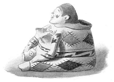 Earthenware Vessel in Shape of a Woman.
From Casas Grandes. Height, 15.8 cm.