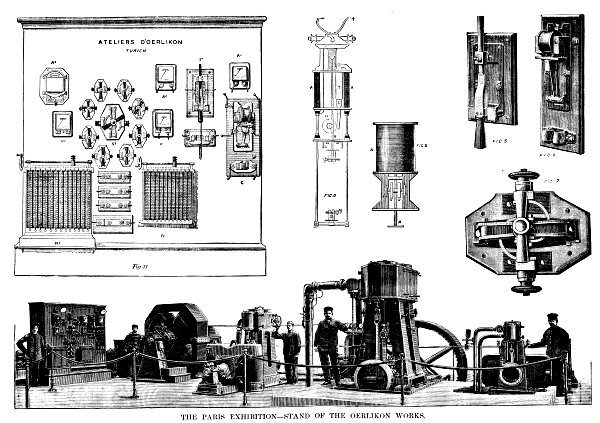 Figs. 5-9, 11 plus THE PARIS EXHIBITION&mdash;STAND OF THE
OERLIKON WORKS.
