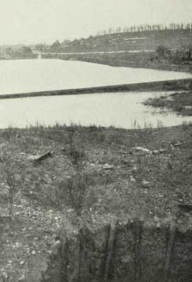 Bois de Riaumont from the Slag Heap. Boot Trench in
Foreground.