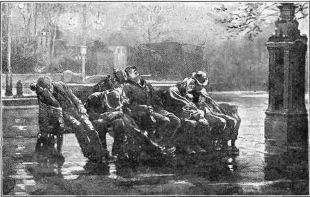 "AM I MY BROTHER'S KEEPER?"

A night scene on the Thames
embankment, London.