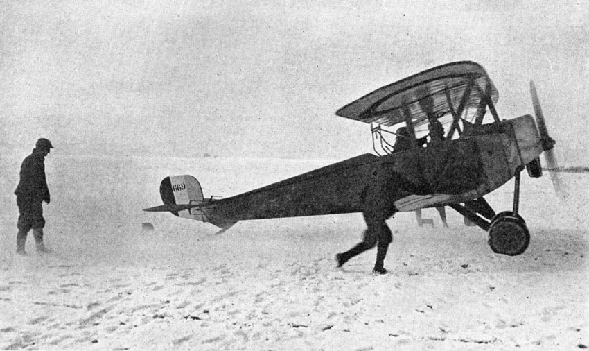 A Nieuport Biplane About to Take the Air.