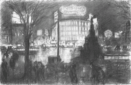 The automobile has not only changed Detroit from a quiet old town into a rich, active city, but
upon the drowsy romance of the old days it has superimposed the romance of modern business